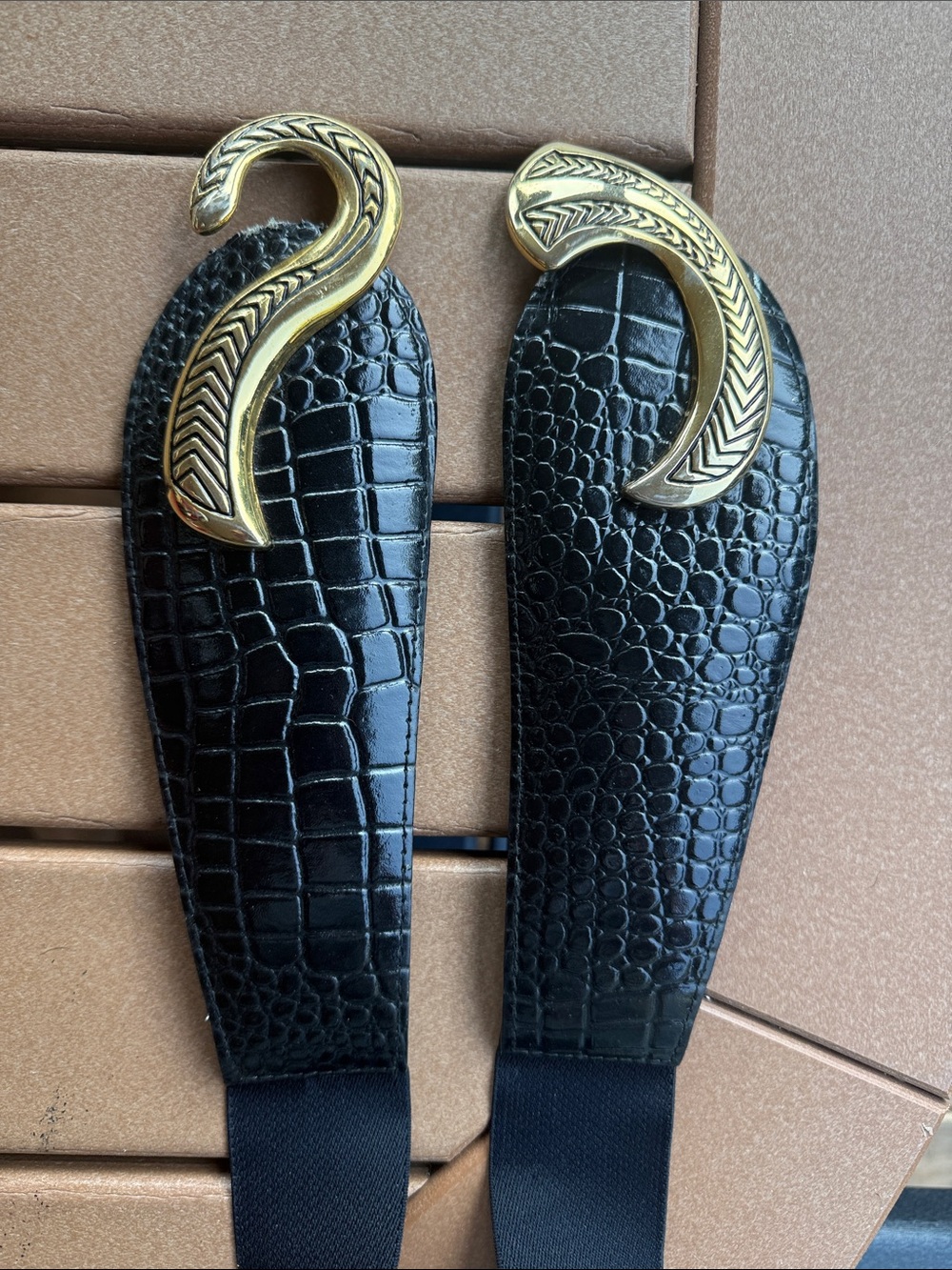 Vintage 80s Stretch Statement Belt Leather